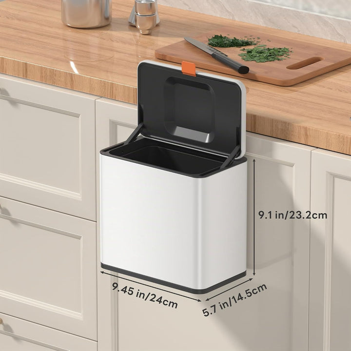 Mbillion Küchenkomposteimer, hängender Mülleimer mit Deckel, 4L/1,05 Gallonen, Edelstahl-Mülleimer f