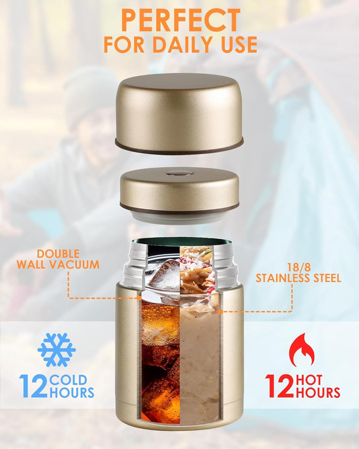 ZWOOS 800 ml Thermobehälter für Essen, 316 Edelstahl Wärmebehälter für speisen, Auslaufsicher Thermo
