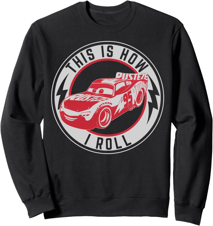Disney Pixar Cars 2 Lightning McQueen How I Roll Text Sweatshirt