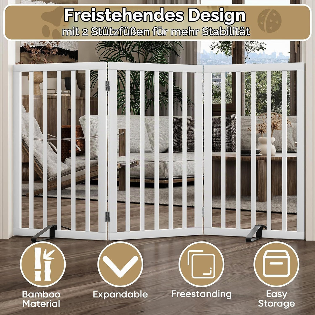 Freistehendes Hundegitter, Faltbares Hundebarriere für Tür,Treppen,Flur,Küche &amp; Schlafzimmer, Freist