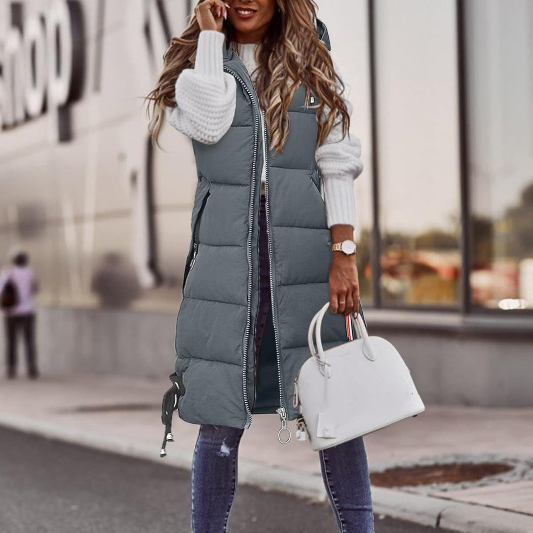 Chanpning Weste Damen Lang Winter Plus Size Long-Steppweste Lässige Pufferjacke Oversize Steppweste