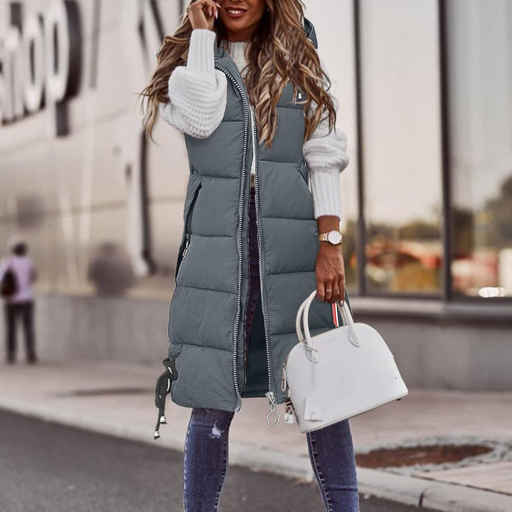 Chanpning Weste Damen Lang Winter Plus Size Long-Steppweste Lässige Pufferjacke Oversize Steppweste