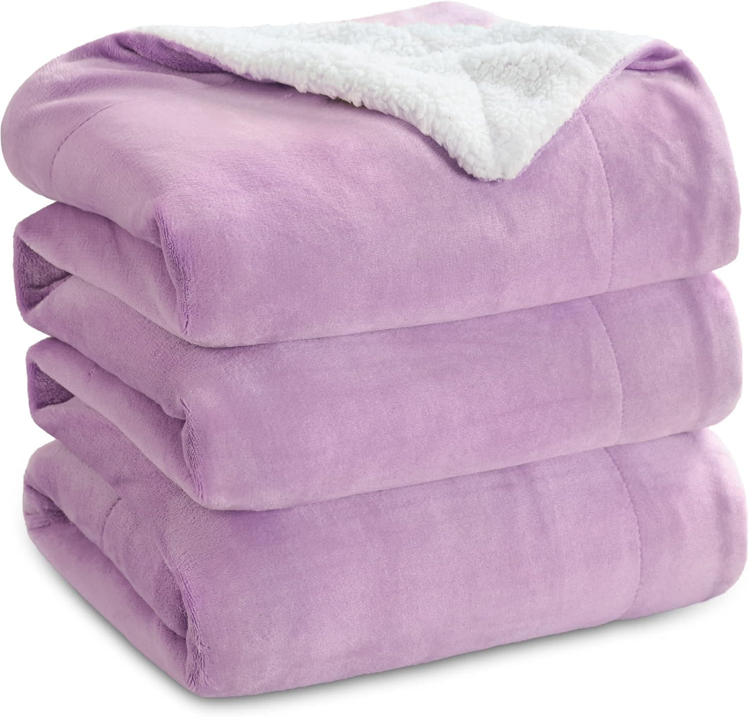 BEDSURE Decke Sofa Kuscheldecke Lila Warm Sherpa Sofaüberwurf Decke gross, Dicke Sofadecke Couchdeck