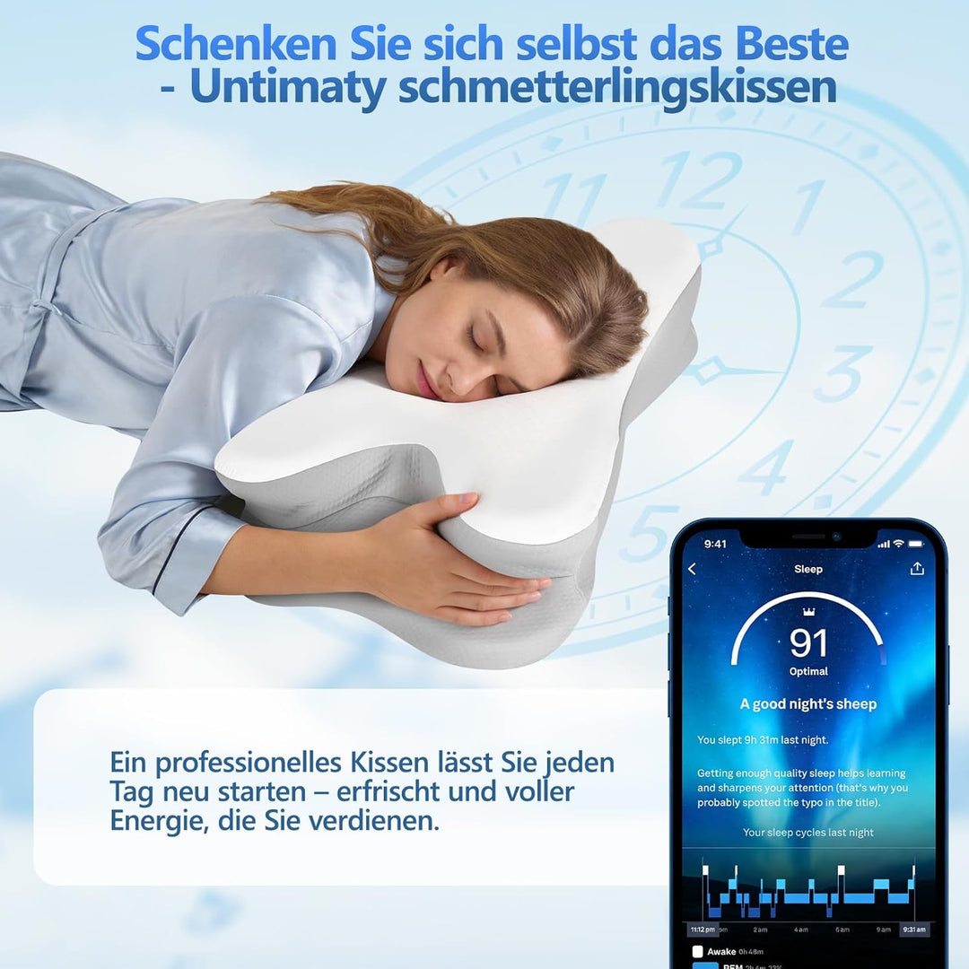Nackenkissen - Orthopädisches Kopfkissen aus Memory Foam - Ergonomisches Kopfkissen gegen Nackenschm