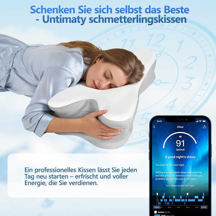 Nackenkissen - Orthopädisches Kopfkissen aus Memory Foam - Ergonomisches Kopfkissen gegen Nackenschm