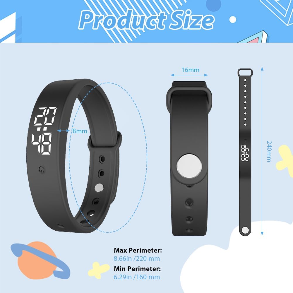 DASIAUTOEM Vibrationswecker Armband für Kinder & Erwachsene, Vibrationsalarm Erinnerung Uhr mit Time