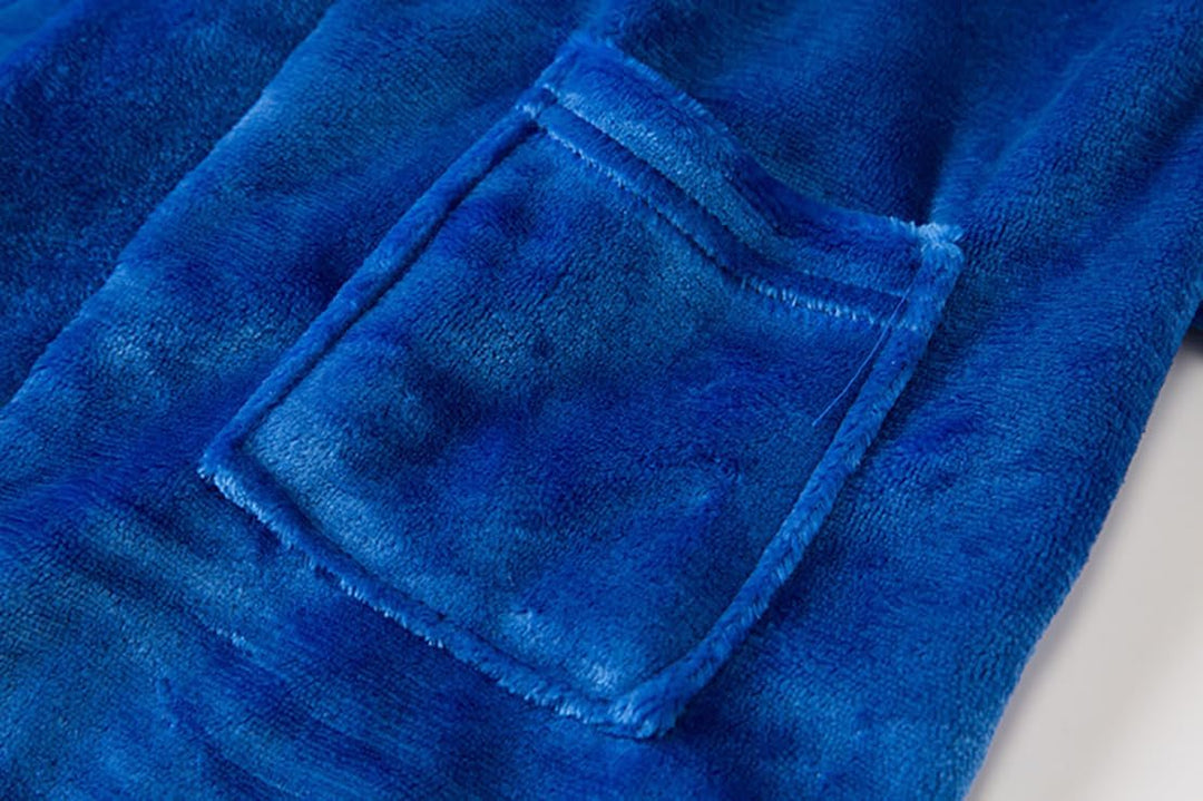 Bademantel für Mädchen, einfarbig, mit Kapuze, Flanell-Fleece-Bademantel für Jungen Königsblau 7-9 J