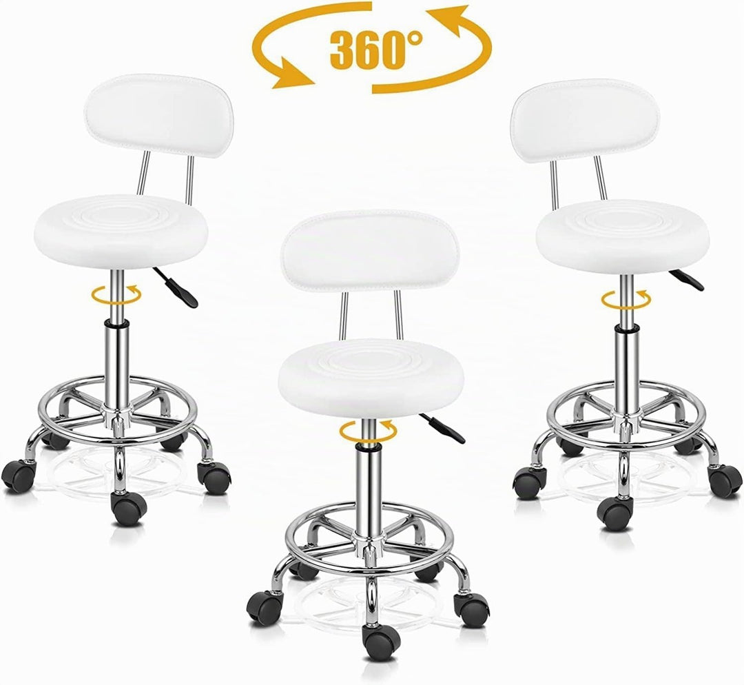 Ergonomischer Rollhocker mit Rückenlehne Arbeitshocker Drehhocker Rollhocker 360° drehbar Höhenverst