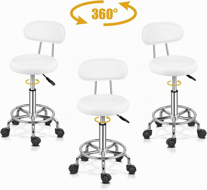 Ergonomischer Rollhocker mit Rückenlehne Arbeitshocker Drehhocker Rollhocker 360° drehbar Höhenverst