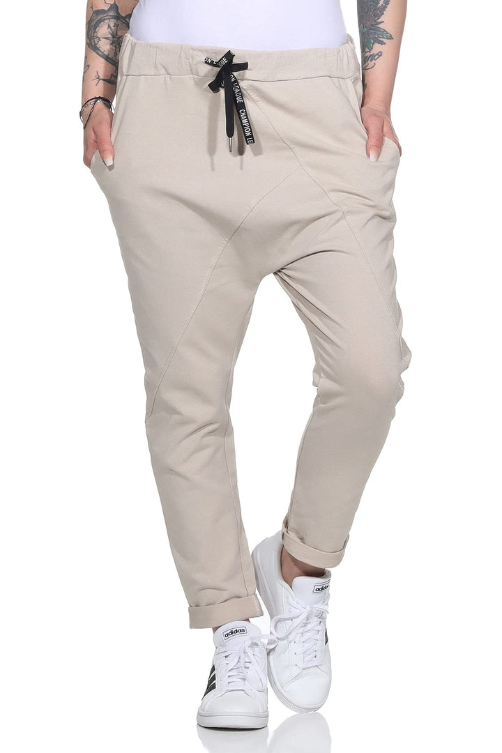 ZARMEXX Damen Baumwoll Freizeithose Baggy Boyfriend Style Jogger Ladies Pants mit elastischem Bund 3