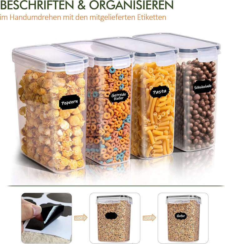 GREELUE 2L*9 Vorratsdosen mit Deckel Luftdicht Set, Aufbewahrungsbox mit Deckel Küche, BPA-frei Luft