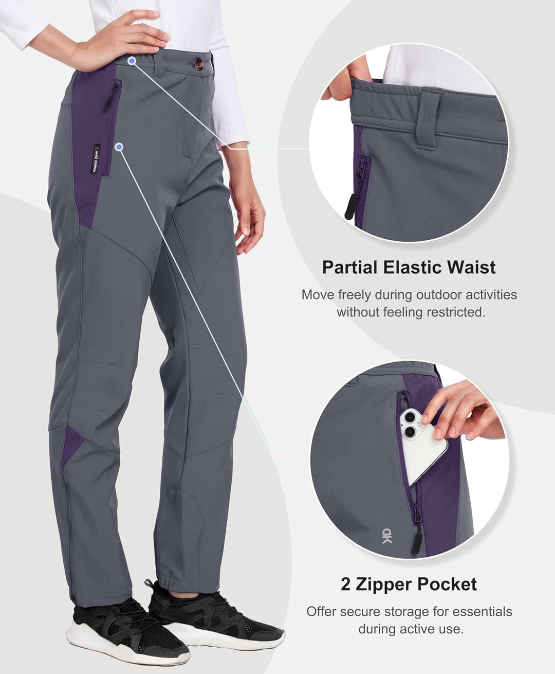 Little Donkey Andy Damen Winter Wanderhose Skihose Trekkinghose Snowboardhose, Softshell-Hose, Fleec