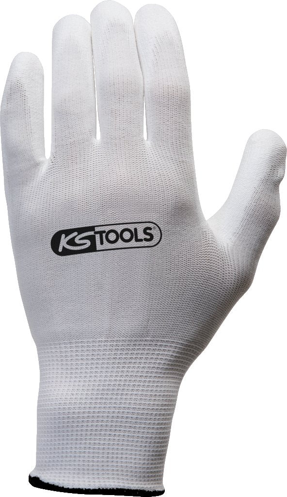 KS Tools 310.0455 Mikro-Feinstrickhandschuhe-weiss, XL, 12 Paar, XL