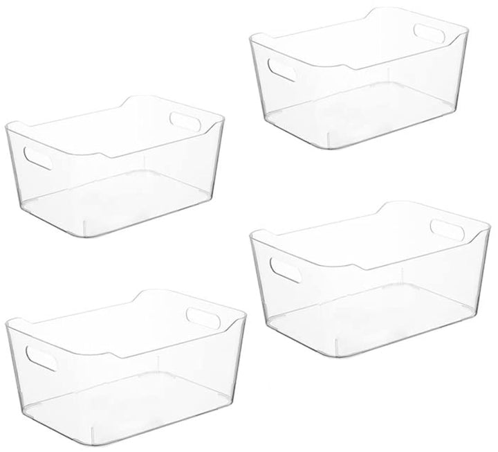 4 x transparente Kunststoff-Organizer, Aufbewahrung, vielseitige Küchenschubladen-Organizer-Tablett