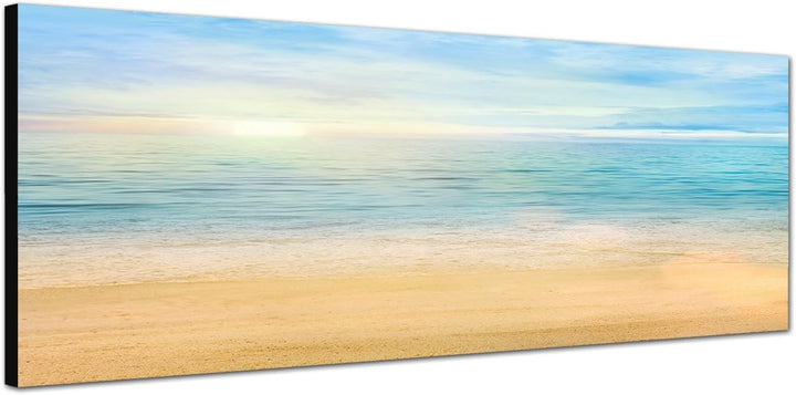 Paul Sinus Art Panoramabild auf Leinwand und Keilrahmen 120x40cm Strand Meer Sommer Sonne Wolkenschl