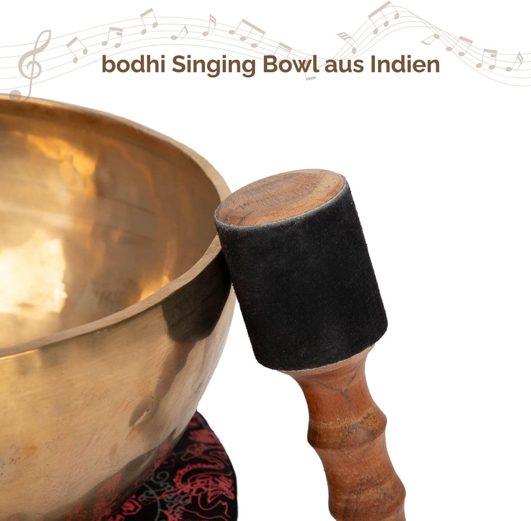 Bodhi Tibetische Klangschale Ø 35 cm | Handgefertigtes Klangschalen Set inkl. Kissen & Klöppel | Sin
