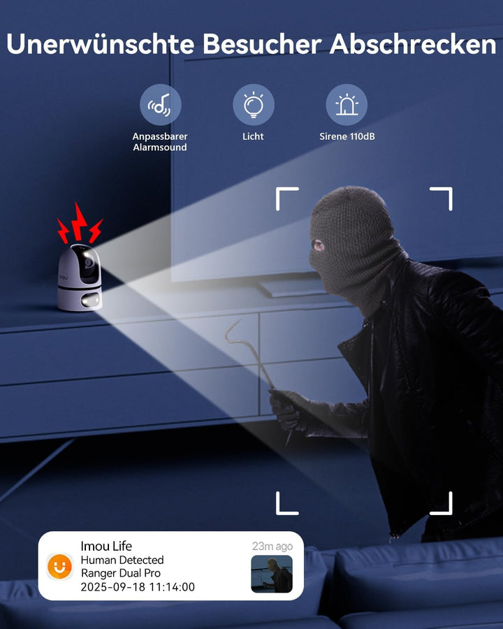 Imou 2K Dual Kameras Überwachung Innen mit KI Mensch/Tier, Nur 2,4 GHz WLAN, 360° PTZ WLAN Überwachu