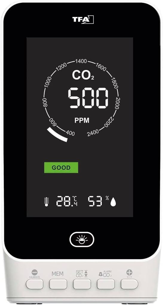 TFA Dostmann CO2 Messgerät AIRCO2NTROL UP, 31.5010.02, Luftgütemonitor, NDIR Dual Beam Sensor, Alarm