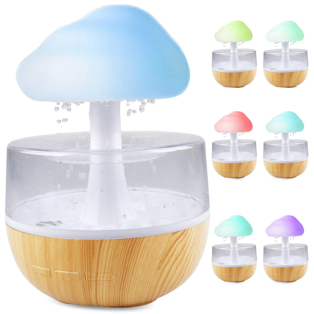 Regenwolken Luftbefeuchter mit Nachtlicht: Regen Wolke Luftbefeuchter Wasserfall Lampe, 3 in 1Raumbe