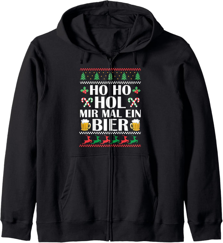 Ho Ho Hol mir mal ein Bier - Ugly Christmas Weihnachten Bier Kapuzenjacke