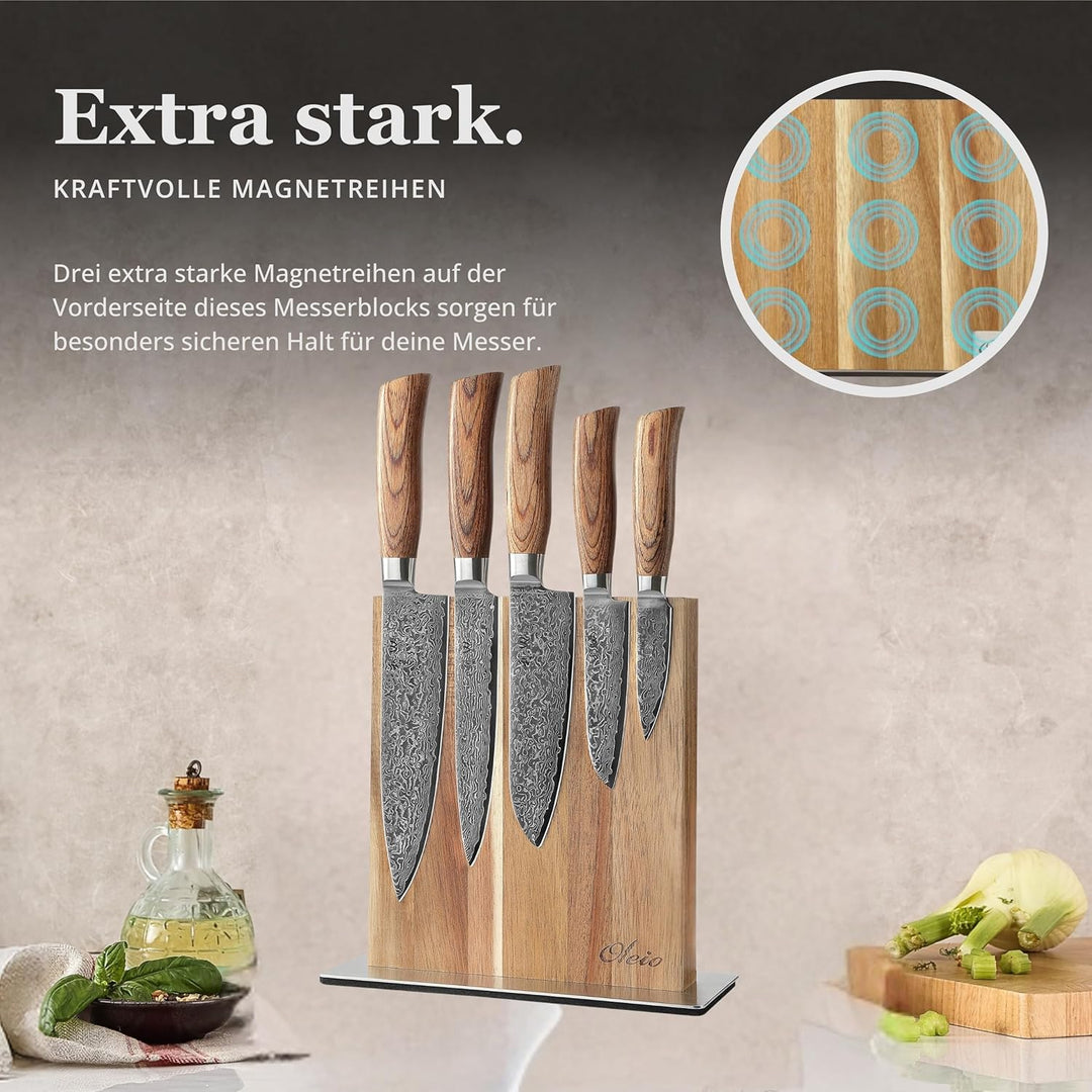 Wakoli EDIB Pro Premium 5er Damastmesser-Set mit Messerblock I 8-20 cm Klingen gefertigt aus 67 Lage