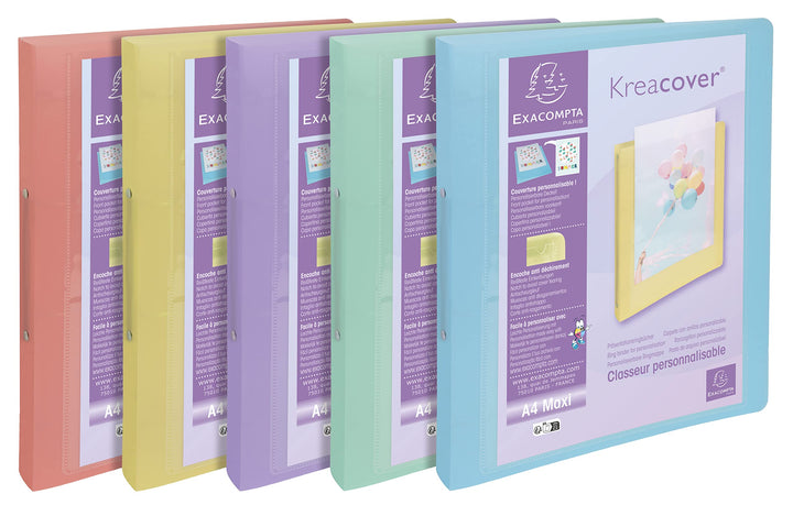 Exacompta 54779E 5er Pack Ringbuch KreaCover aus flexiblem Kunststoff für DIN A4, 2-O Ring Mechanik