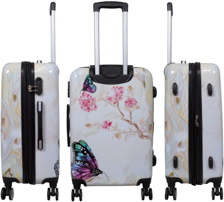 Hartschalen Koffer Trolley mit hochwertigem Motiv Print Asia Butterfly mit Dehnfalte, Grösse XL Asia