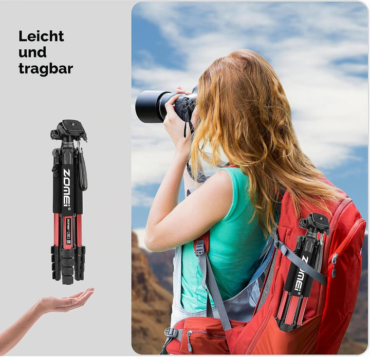 ZOMEi 188cm Stativ Heavy Duty Tall Tripod Stand, Professional Travel Video Tripod Kompatibel mit DSL