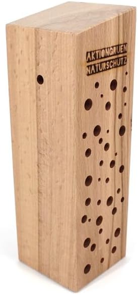 Insektenhotel/Bienenhaus/Nisthilfe aus Buche Massivholz für Wildbienen & solitär lebende Wespen