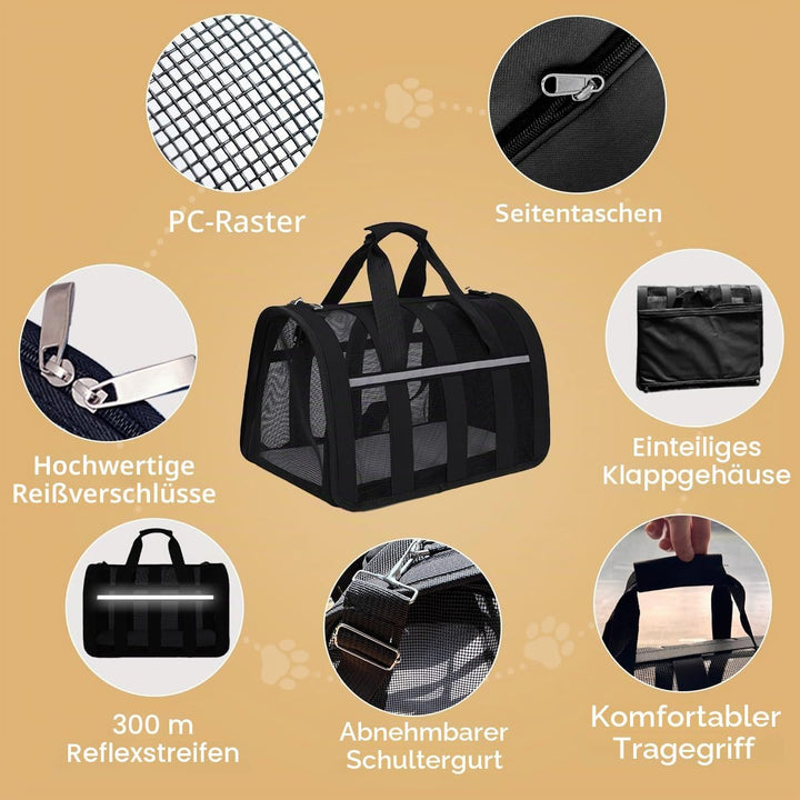 Kransportbox Katze, PC Gitternetz Katzentransportbox, Atmungsaktive Faltbar Katzentransporttasche, L