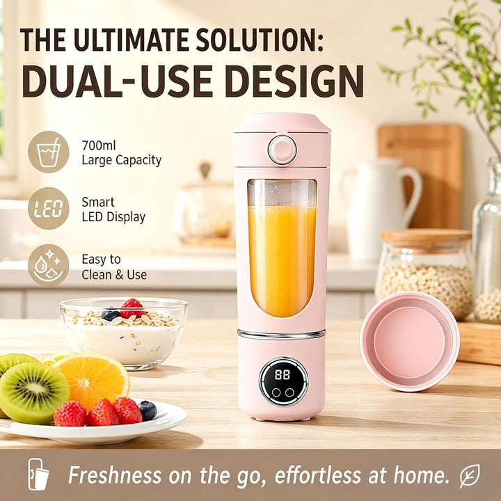 Tragbarer Mixer, 700ml Smoothie Maker to Go, 12-Blatt Portable Blender, Fresh Juice Mixer Flasche, U