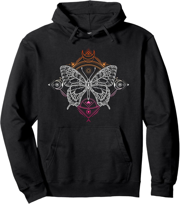 Lesbian Pride Flaggenfarben, Okkulter Schmetterling Pullover Hoodie