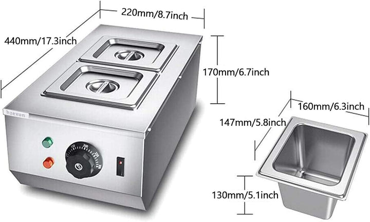 Elektrischer Wasserbad, für Schokolade, Wasserbad, Edelstahl, Kapazität 6 l, 2 Tanks, für den gewerb