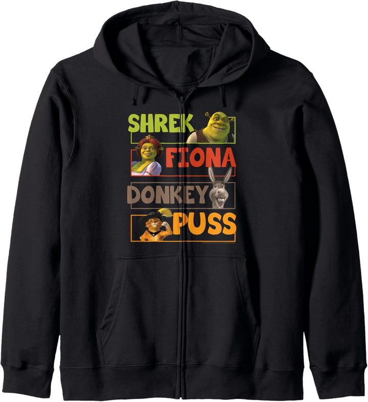Shrek Group Shot Character Stack Kapuzenjacke