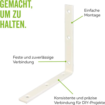 Alberts 847869 Balkenwinkel | schmal | weiss kunststoffbeschichtet | 160 x 160 x 20 mm | 10er Set 16