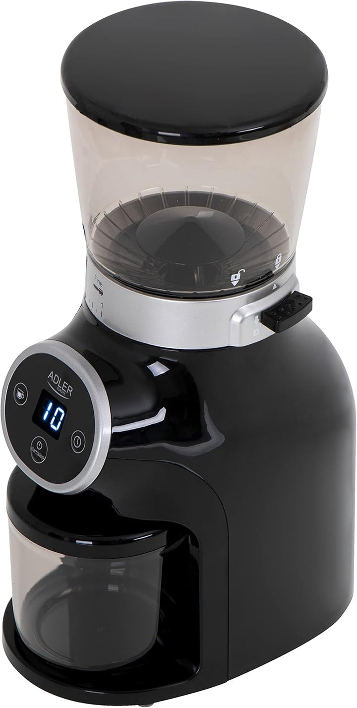 Adler AD 4450 Burr Kaffeemühle 300 W Schwarz 31 Mahlstufen Mahlwerk für Kaffeebohnen