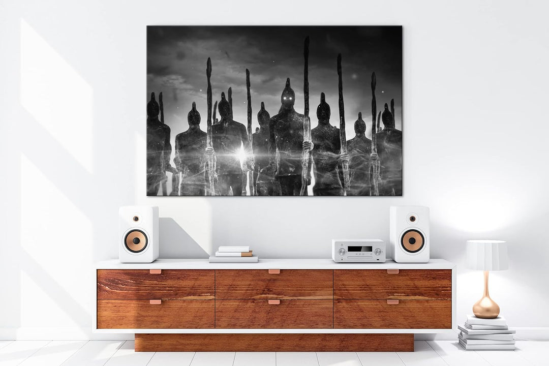 düstere Armee der Toden Format: 80x60 Effekt: Schwarz&Weiss als Leinwandbild, Motiv fertig gerahmt a