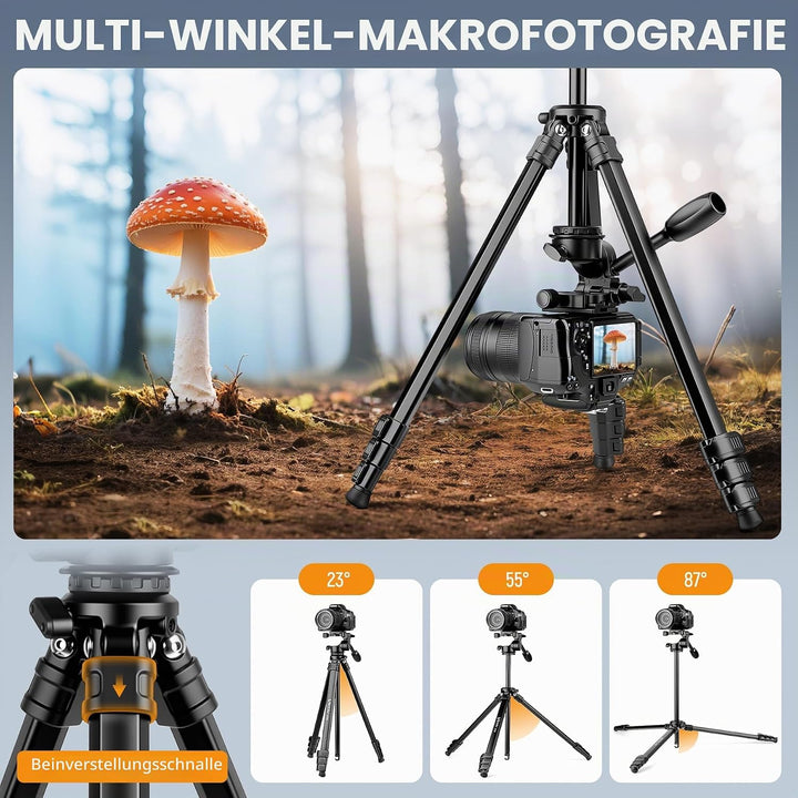 Victiv Professionelles Kamera Stativ, 170cm Vollaluminium-Stativ mit Abnehmbarer 3-Wege-Metallkopf f