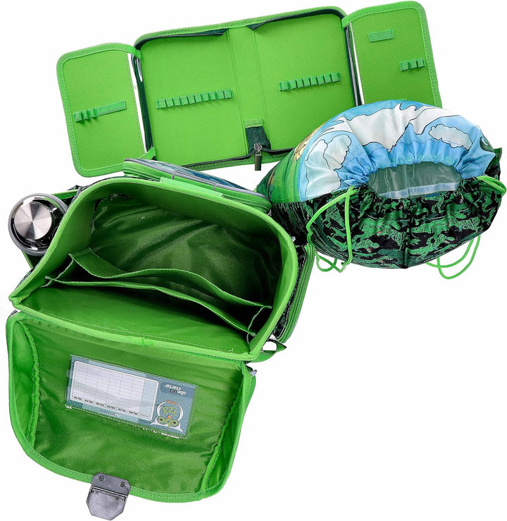 Dinosaurier Schulranzen Set Junge 1 KLASSE | Set 3 TEILIG FÜR GRUNDSCHULE | SUPER LEICHT | ERGONOMIS
