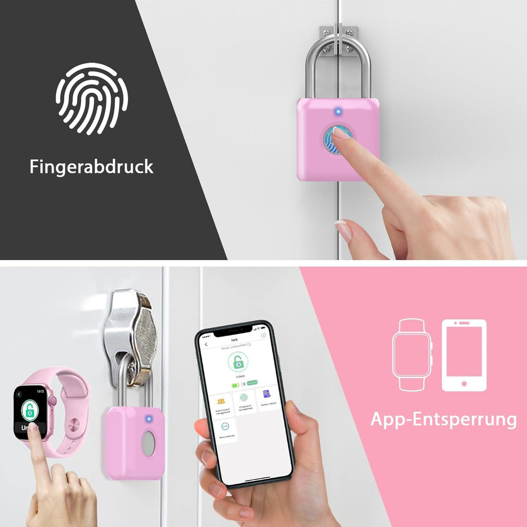 Fingerabdruck Vorhängeschlos eLinkSmart Chliessfachschloss für Mädchen und Frauen im Fitnessstudio R