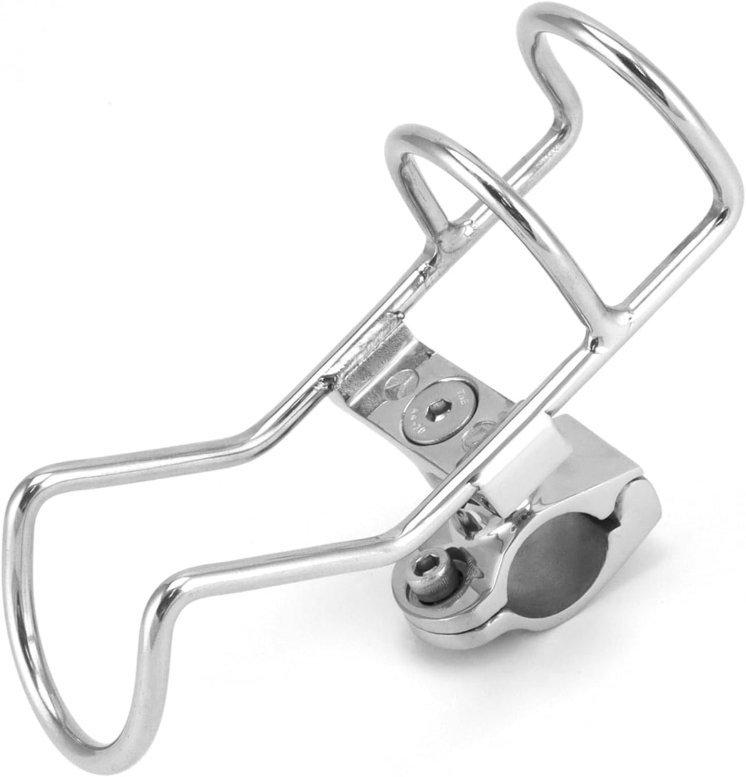 QWORK® 360° Drehbar Angelrutenhalter aus Edelstahl 316 - Klemmung auf 25 mm Schienen - für Boote, Fi