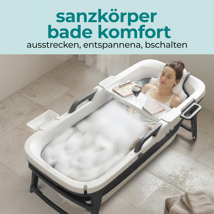SereneLife Faltbare Badewanne Erwachsene 150 cm – Mobile Klappbare Badewanne für Dusche mit Deckel u