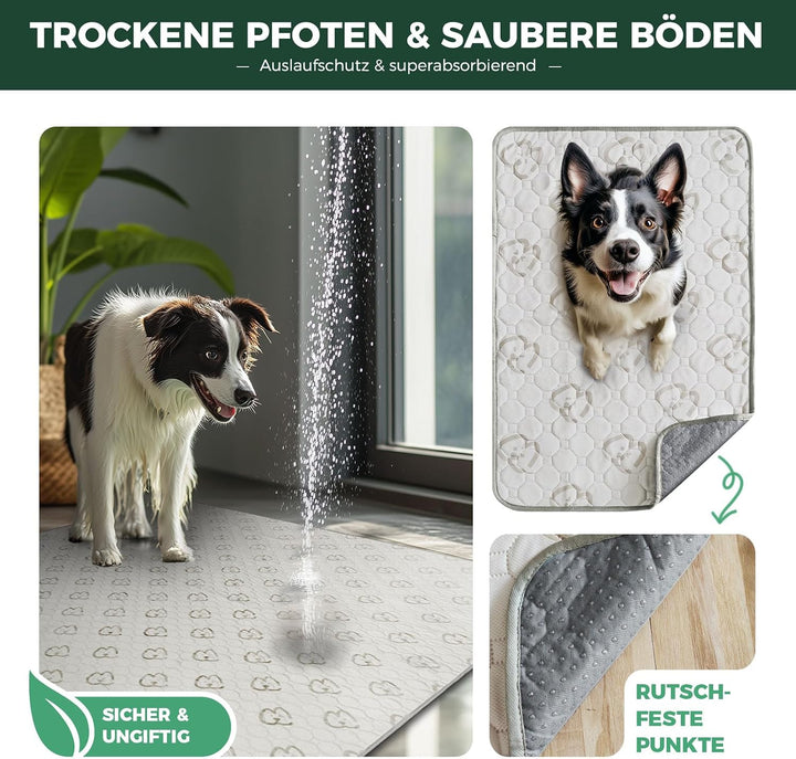 FXW Waschbare Hundeunterlage, 160 x 160 cm, Khaki, 2 Stück | Stark saugfähig, Maschinenwaschbar, Rut