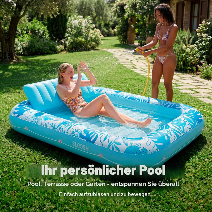 SLOOSH Aufblasbare Tanning Pool, 70" x 46"/ 85" x 57" Grosse aufblasbarer Luftmatratze für Erwachsen