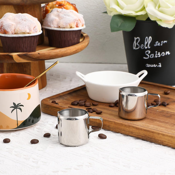 Cabilock Edelstahl Milchkännchen 2Er Set 60Ml Milchaufschäumer Kännchen Für Kaffee Latte Art Sauce D