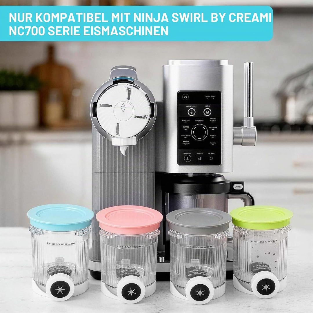 4 Stück Creami Swirl Becher für Ninja Swirl by CREAMi Softeis- & Eismaschine, 16 oz Behälter für Nin