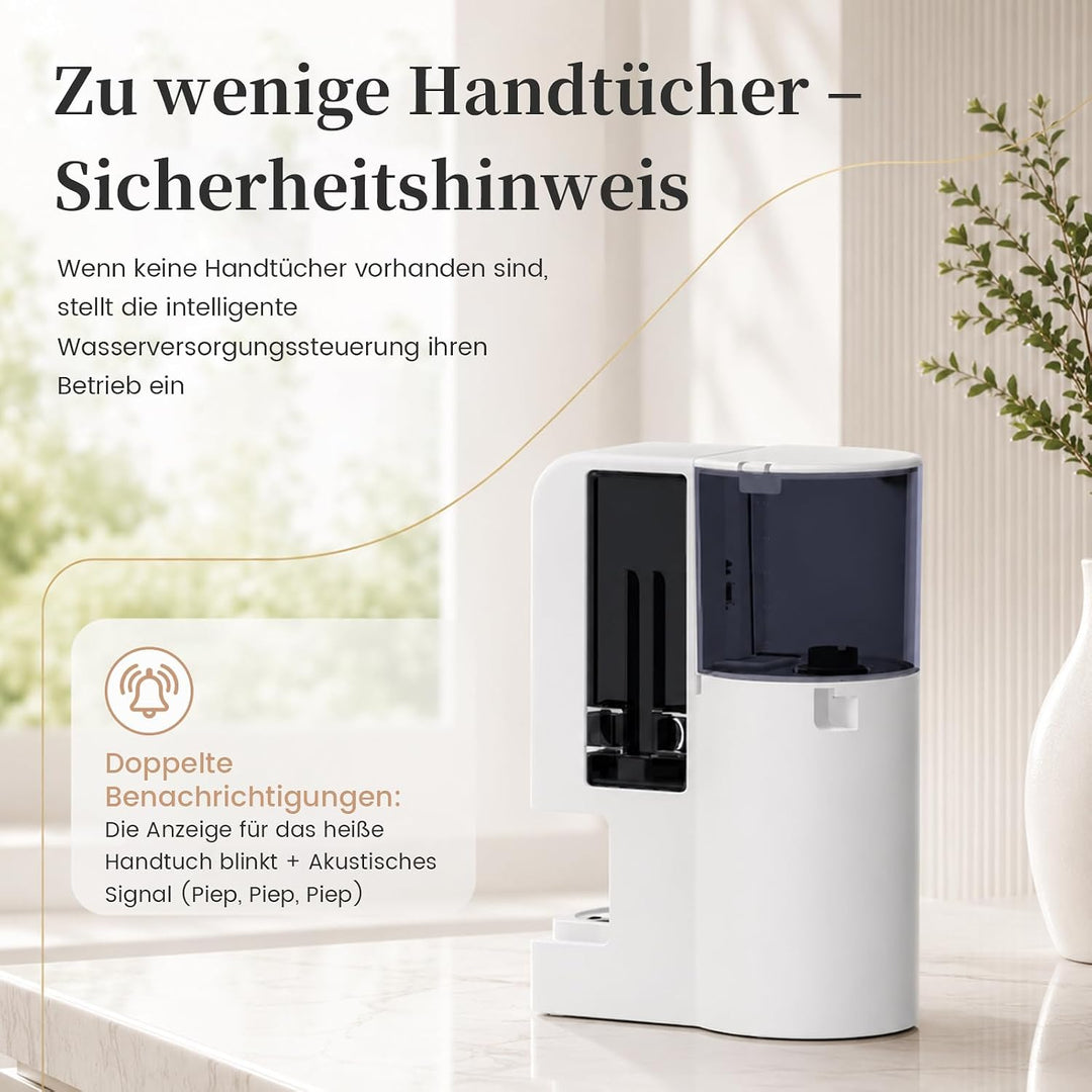 Heisstuchspender Elektrisch mit40 Komprimierten Einwegtüchern Handtuchwärmer Tragbar Vollautomatisch