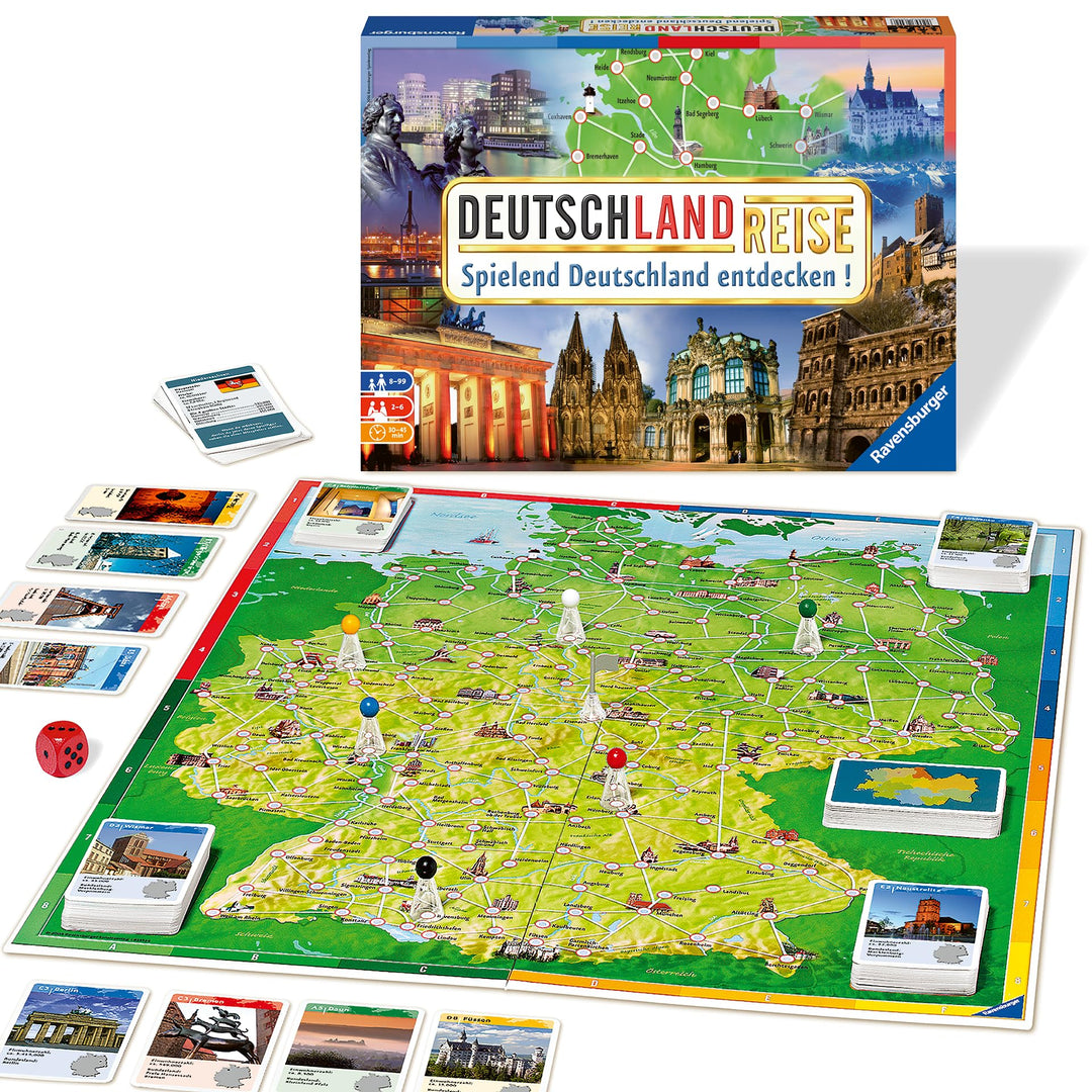 Ravensburger 26492 - Deutschlandreise - Familienklassiker ab 8 Jahren - Gesellschaftspiel, Reise dur