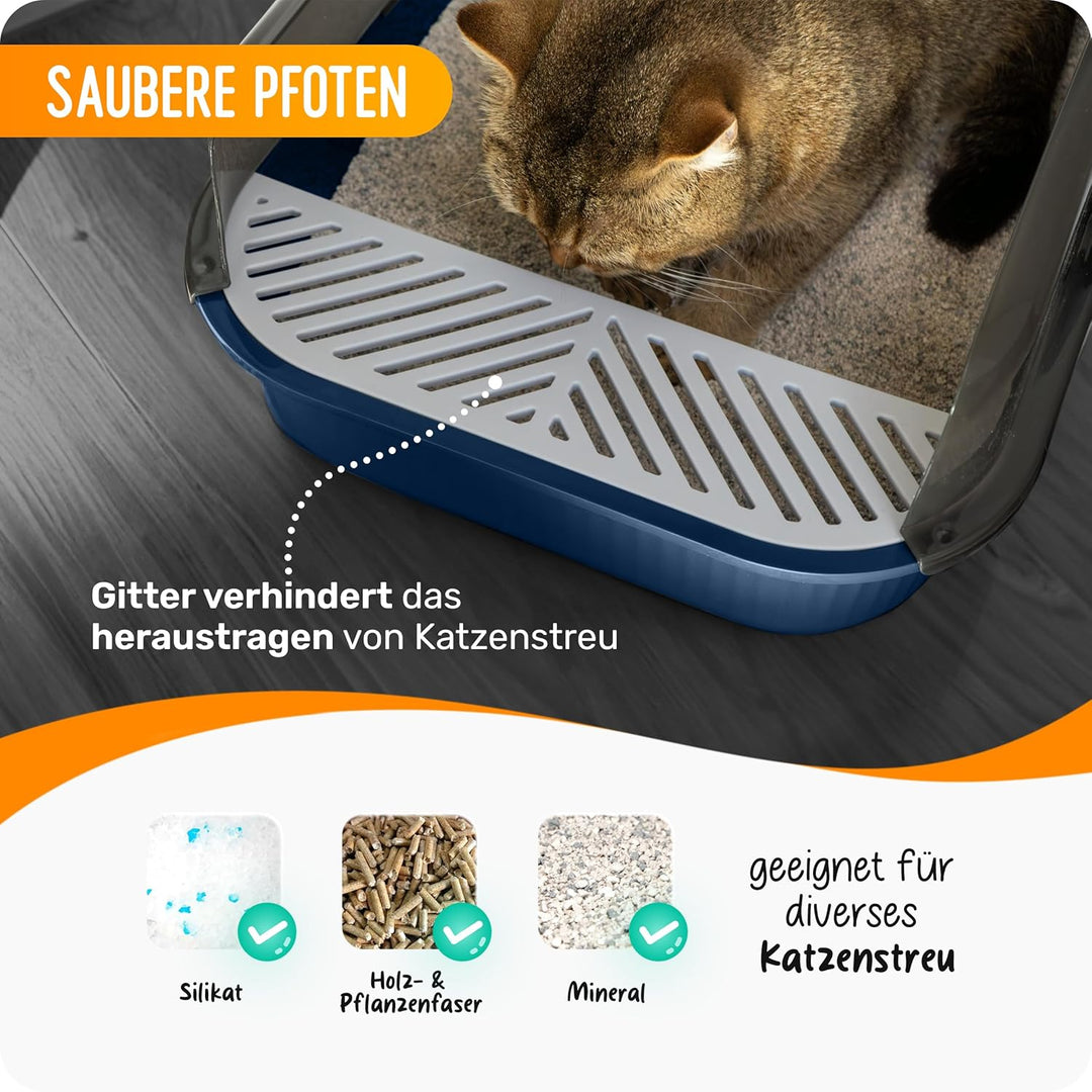PETLIMA® | Offenes Katzenklo 50,5x34,5x18,5cm - Hoher Rand, frische Luft, Artgerecht, Katzentoilette