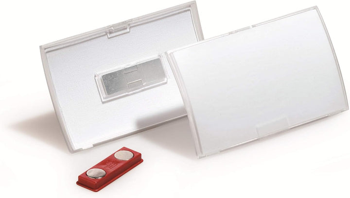 Durable Namensschild Click Fold 10 Stück mit Magnet im druckfertigen Set (54x90mm), mit 200 mikroper